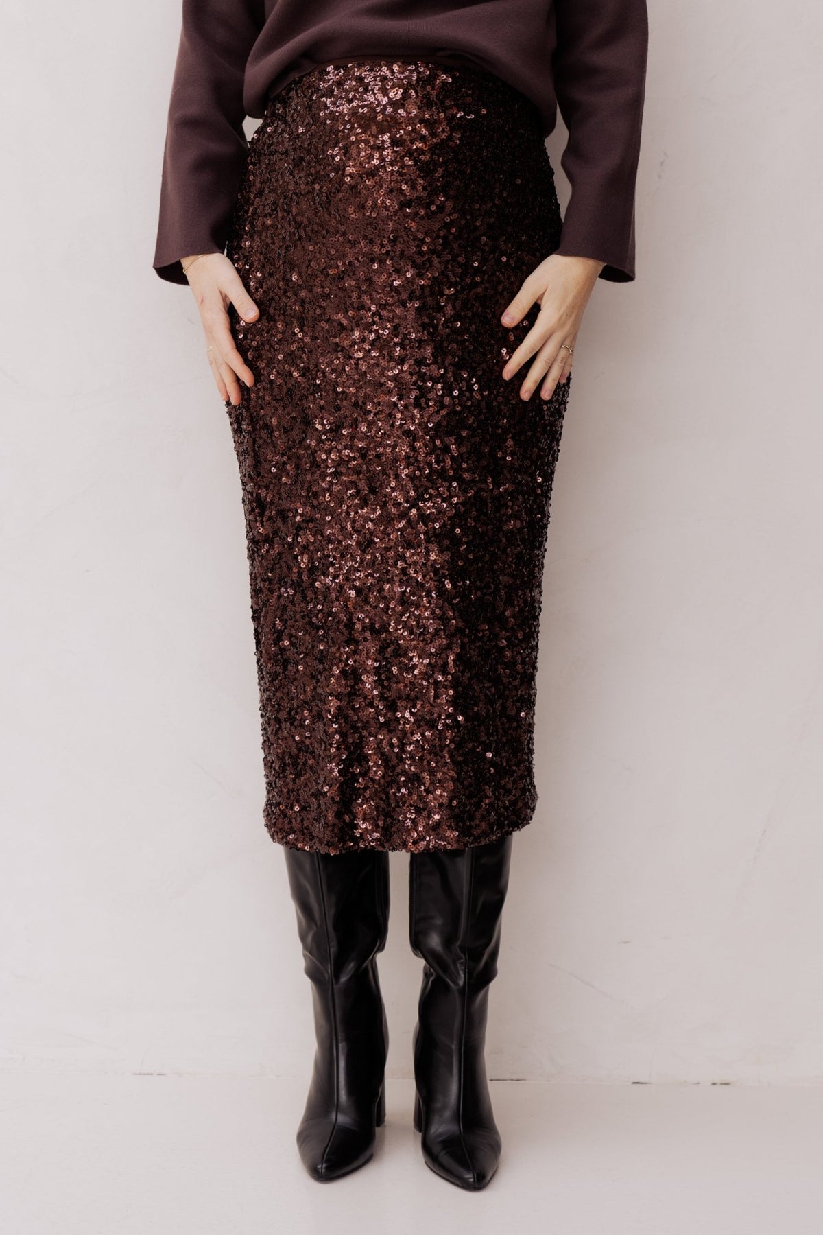 Juryla skirt paillet cafe - Bij Keesje - Bij Keesje