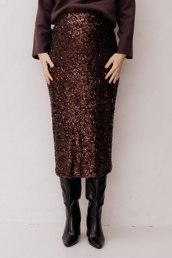 Juryla skirt paillet cafe - Bij Keesje - Bij Keesje