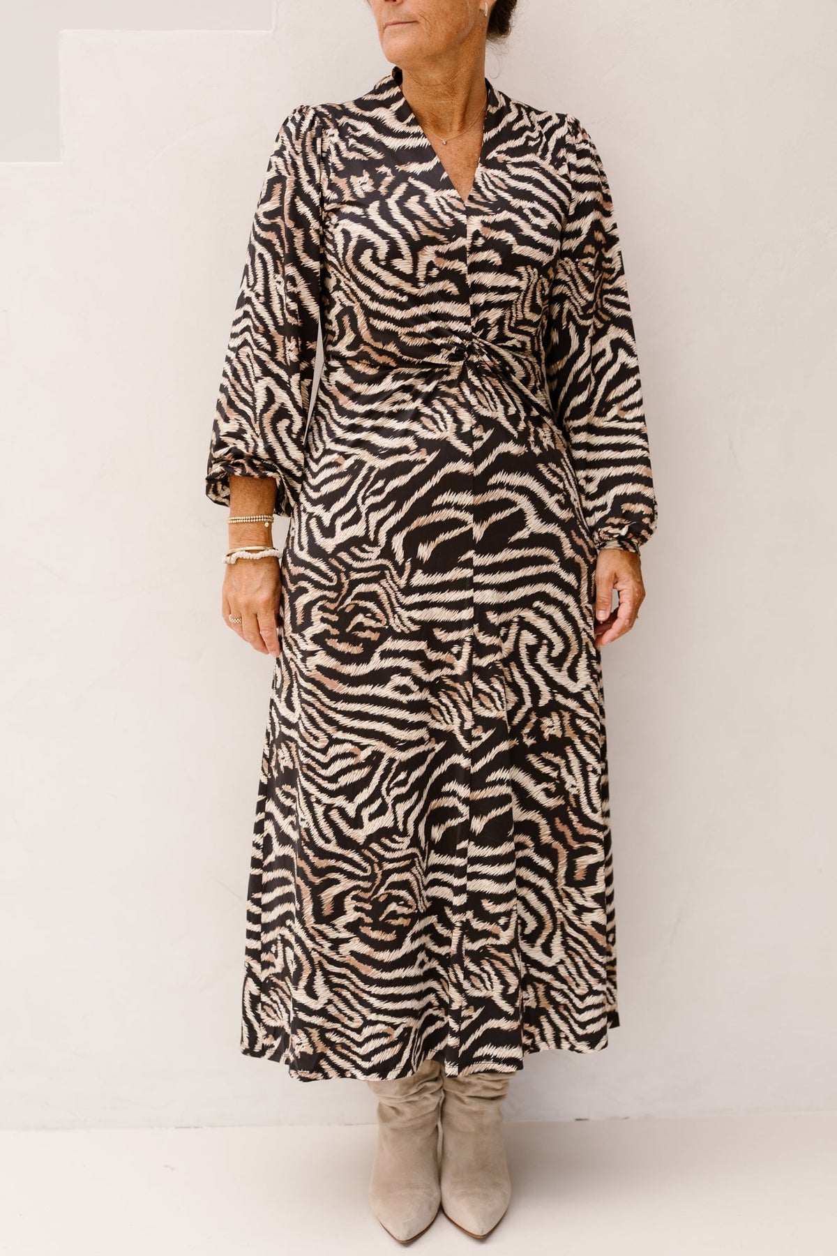 K-Design Maxi jurk met V Hals en Print D107 - Bij Keesje - K-design - Jurk