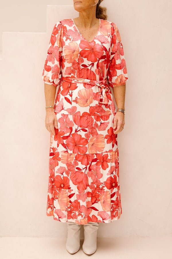 K - Design maxi pink print dress C114 - Bij Keesje - K - design - Jurk