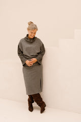 K-Design Midi Jurk Met Krijtstreep Fantasie Grey D403L