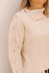 K-Design Pullover met knopen Buttercream D804L - Bij Keesje - K-design - Trui