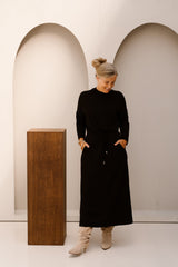 K-Design Soepele Maxi Jurk Met Trekkoord Black D450L