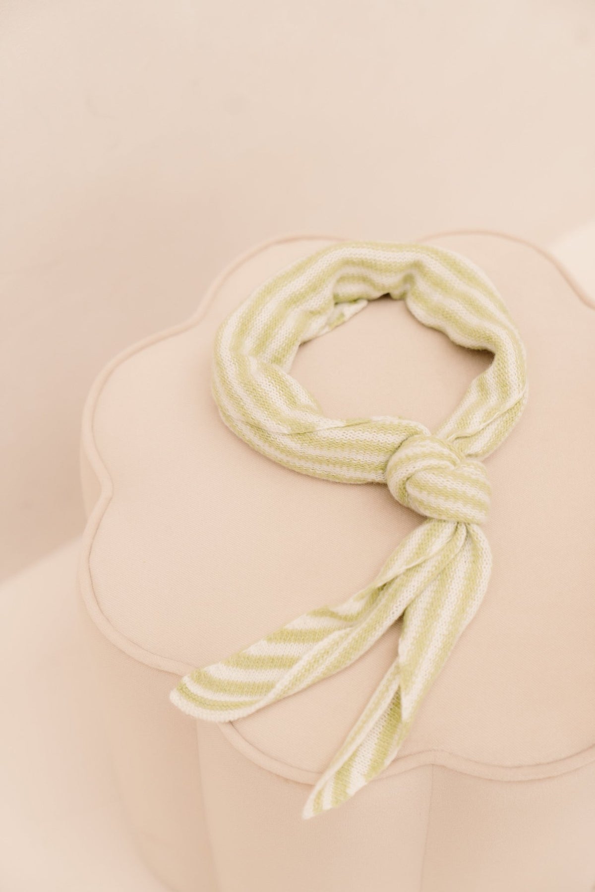 Kaia sjaal streep moss green cream - Bij Keesje - Bij Keesje - Sjaal