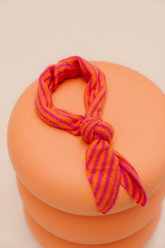 Kaia sjaal streep oranje fuchsia - Bij Keesje - Bij Keesje - Sjaal