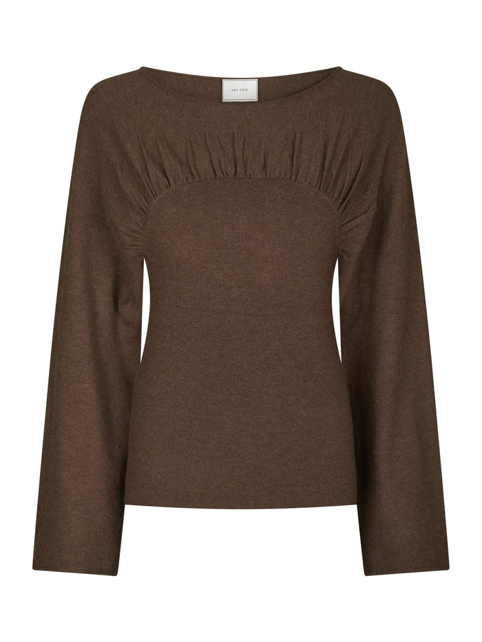 Kaiba Knit Blouse Brown Melange - Bij Keesje - Neo Noir