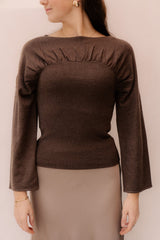 Kaiba Knit Blouse Brown Melange