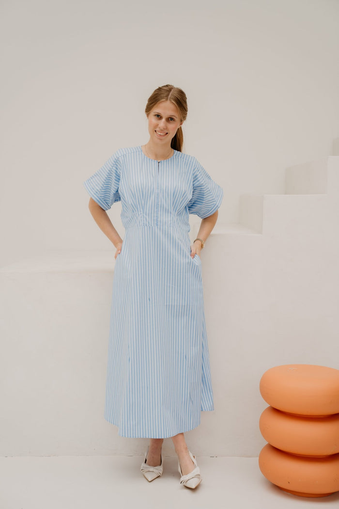 KaioCC Stripe Dress Pale Blue - Bij Keesje - Co'couture - jurk