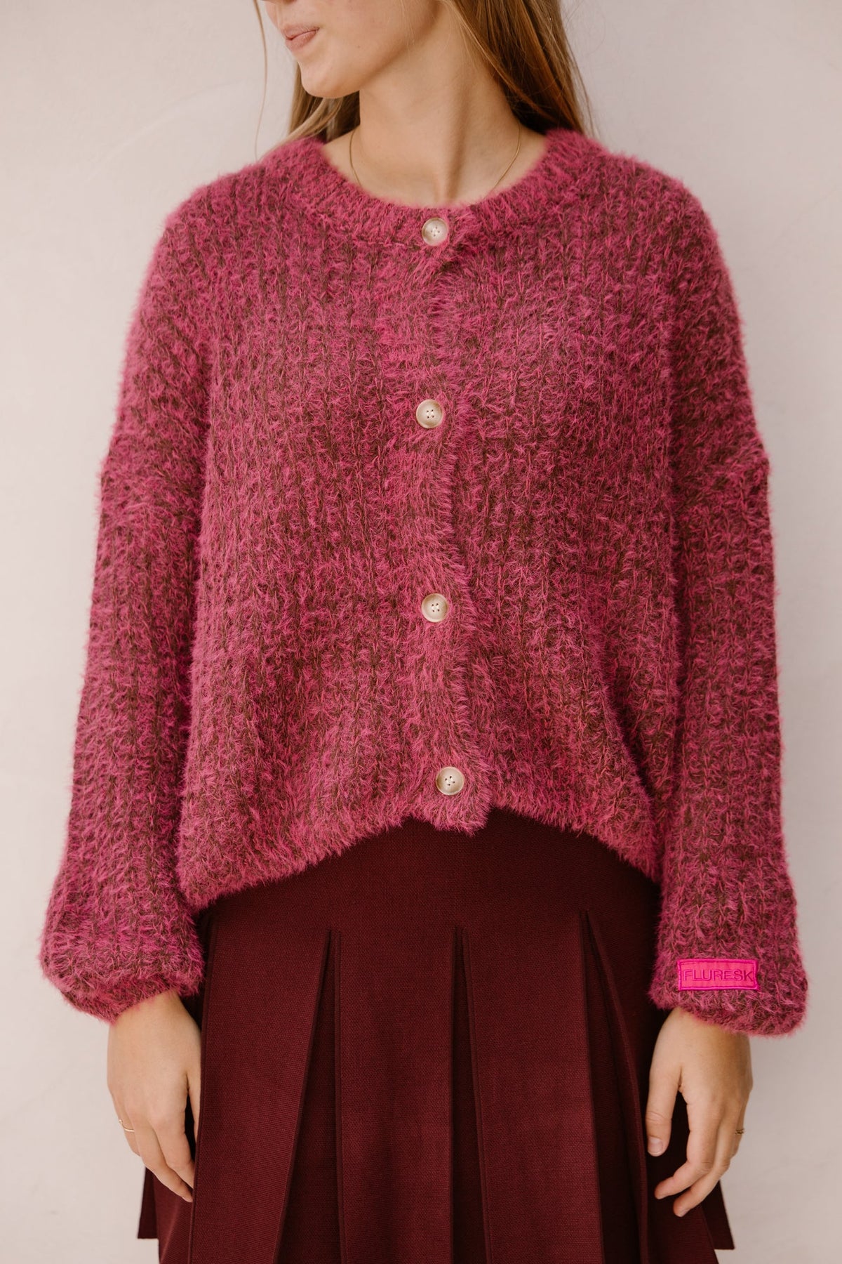 Kalista Knit Cardigan Raspberry/Mocha - Bij Keesje - FLURESK