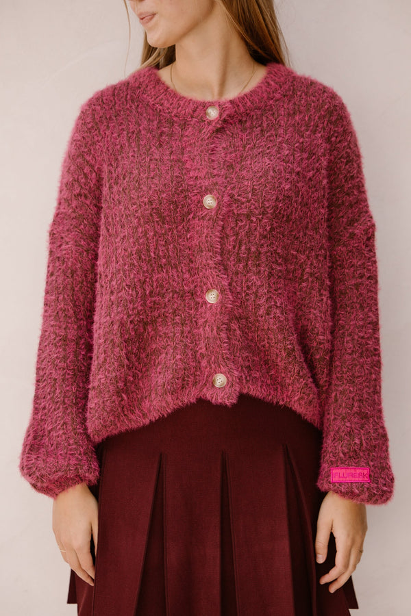 Kalista Knit Cardigan Raspberry/Mocha - Bij Keesje - FLURESK