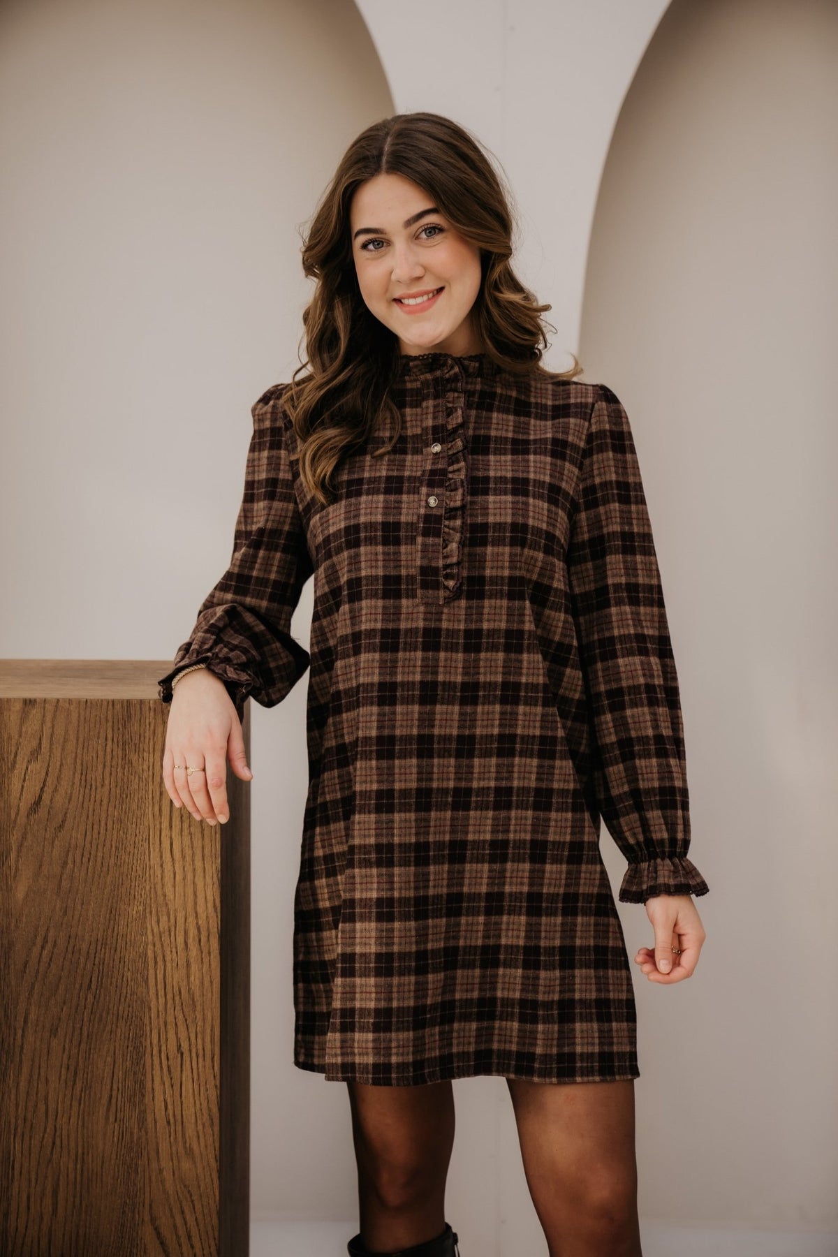 Karin check dress brown - Bij Keesje - Bij Keesje - Jurk