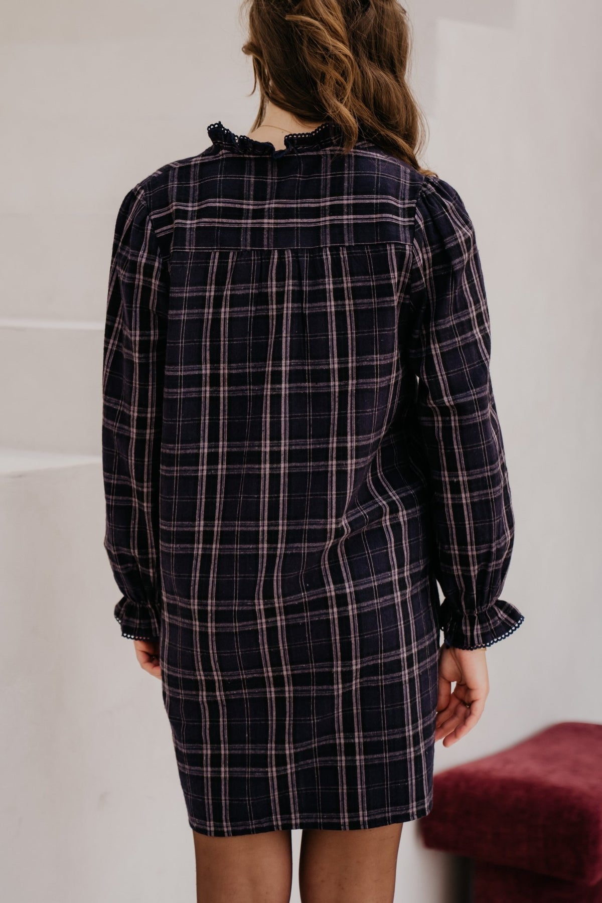 Karin check dress darkblue - Bij Keesje - Bij Keesje - Jurk