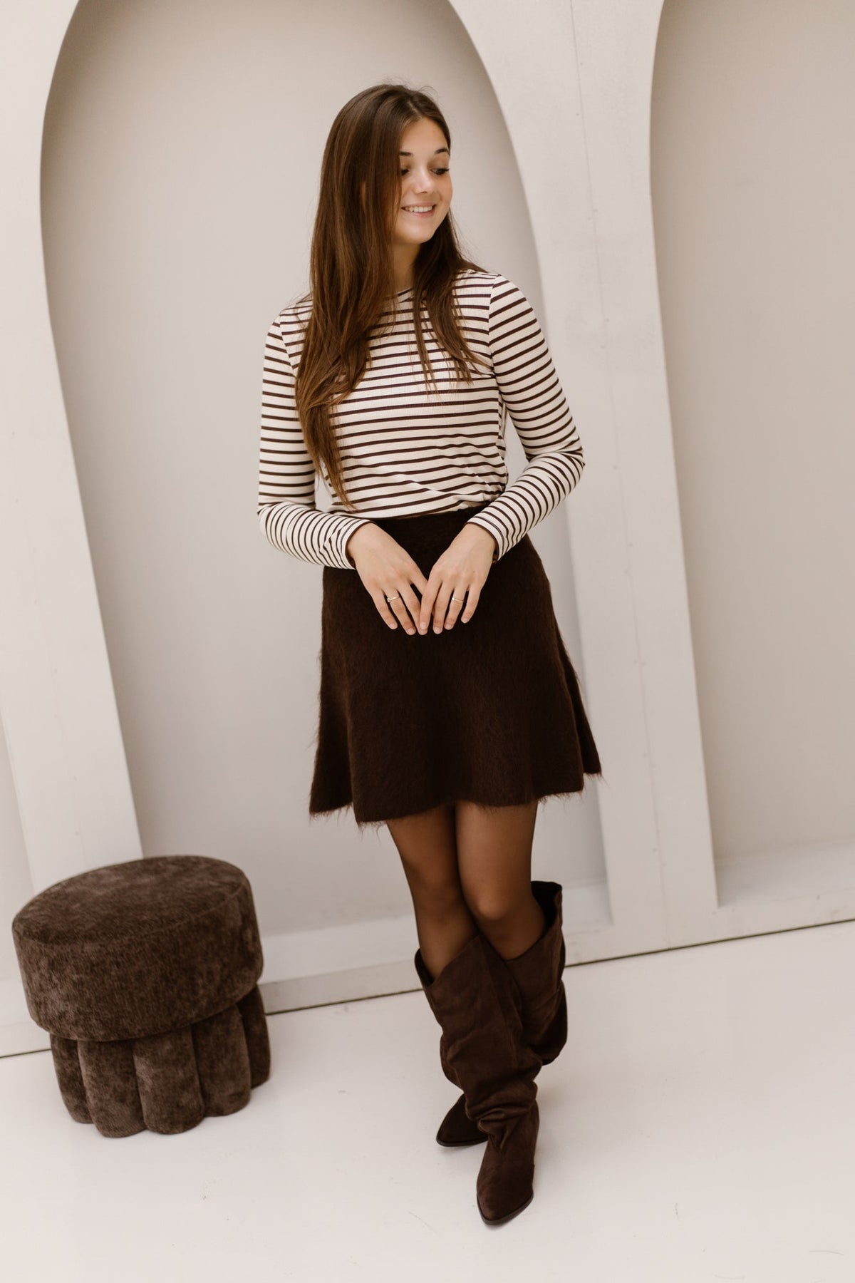 Karlijn Striped Tee Beige Brown - Bij Keesje - Bij Keesje - Top
