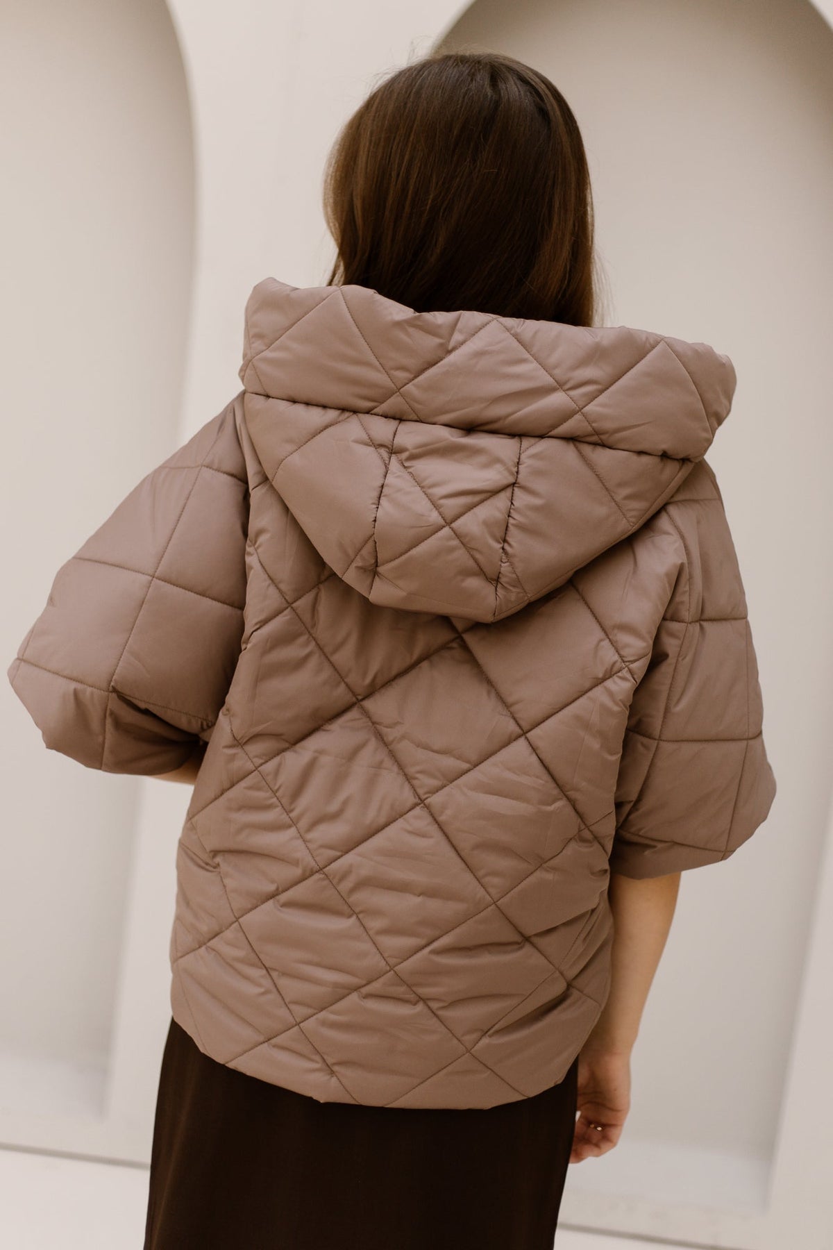 Karo bodywarmer taupe - Bij Keesje - Bij Keesje - Gilet