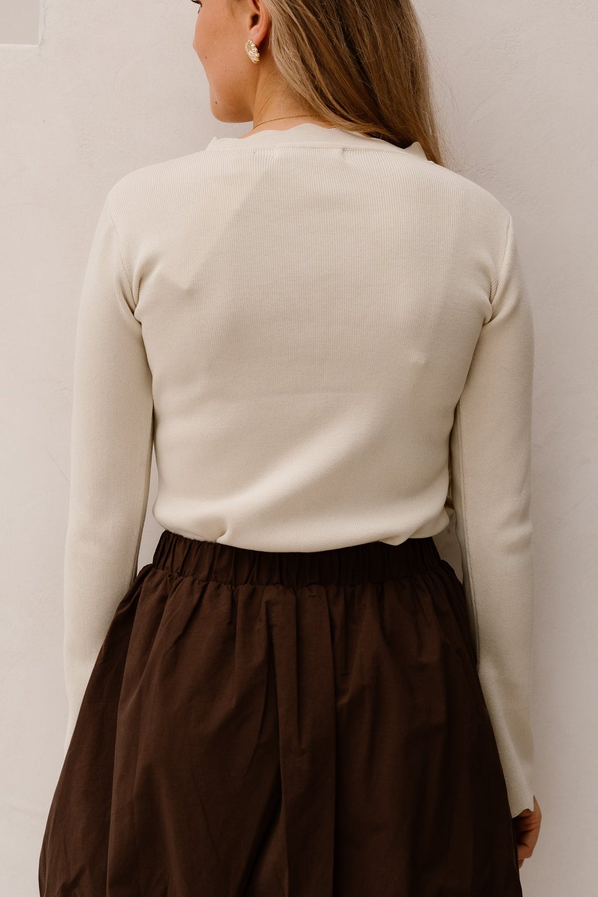 Karteltop Lange Mouw Beige - Bij Keesje - Bij Keesje - Top
