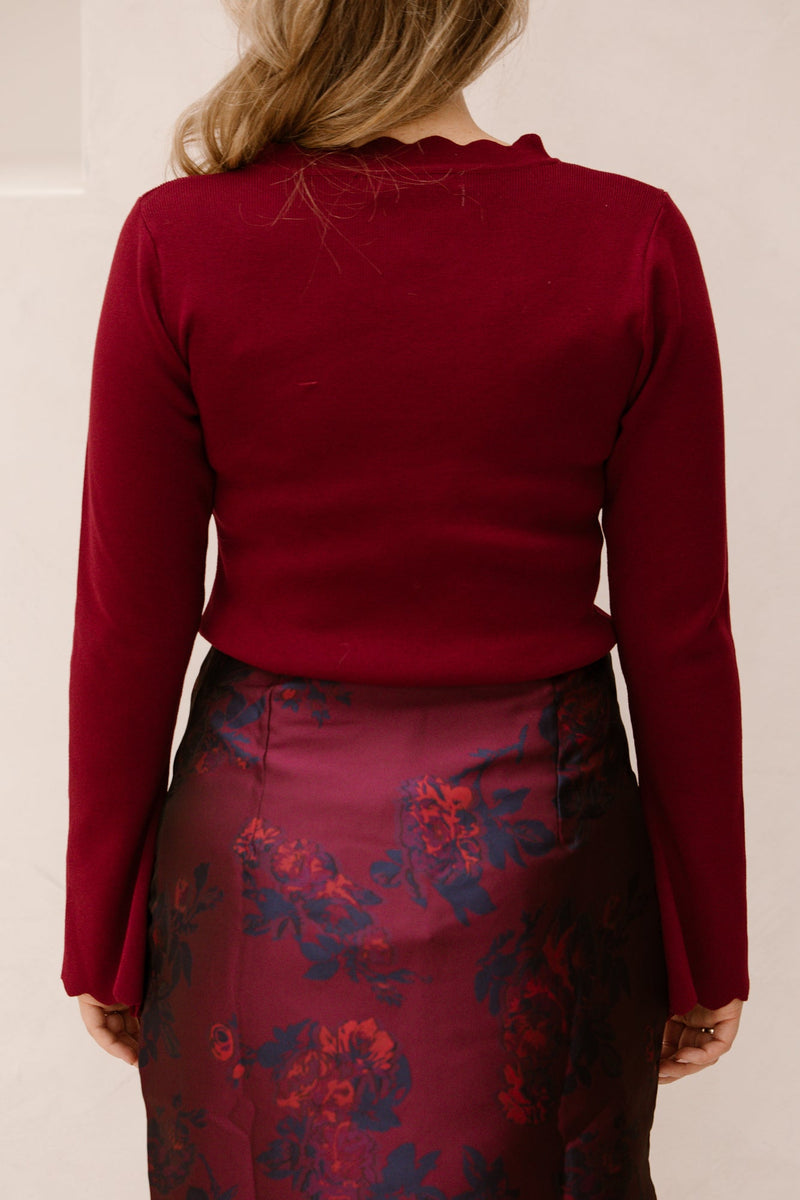 Karteltop lange mouw bordeaux - Bij Keesje - Bij Keesje