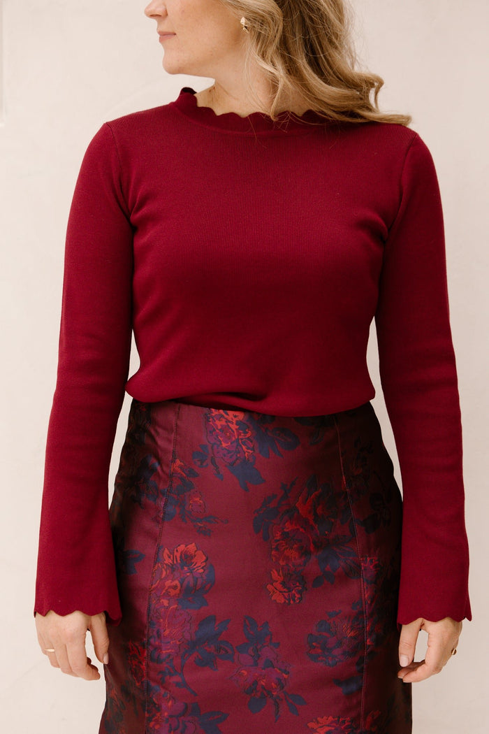 Karteltop lange mouw bordeaux - Bij Keesje - Bij Keesje