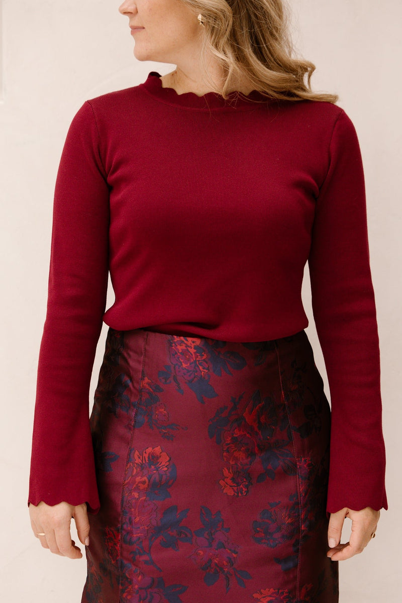 Karteltop lange mouw bordeaux - Bij Keesje - Bij Keesje