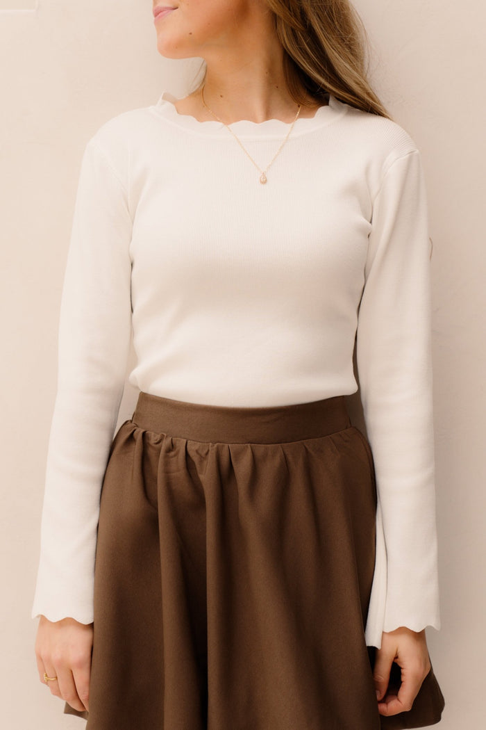 Karteltop lange mouw wit - Bij Keesje - Bij Keesje - Top