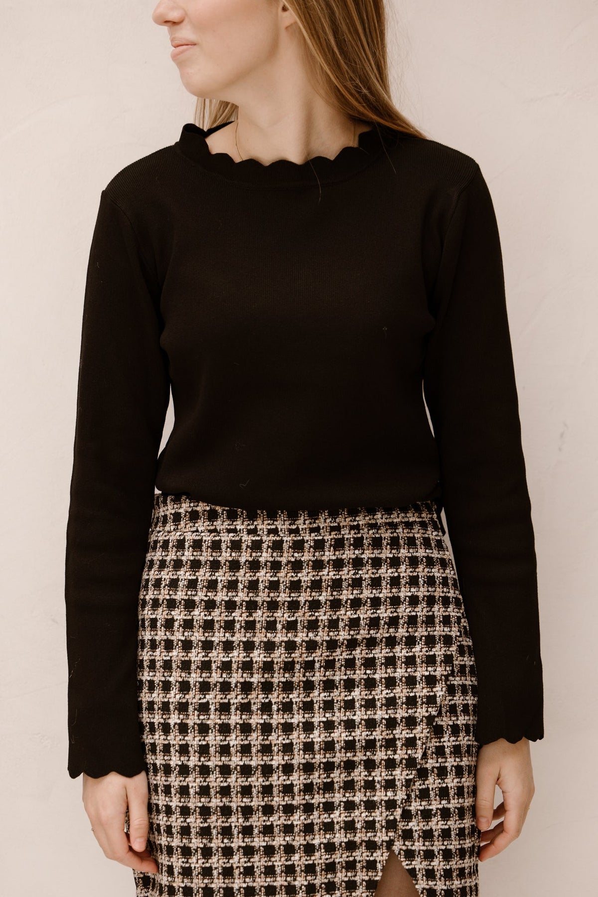 Karteltop lange mouw zwart - Bij Keesje - Bij Keesje