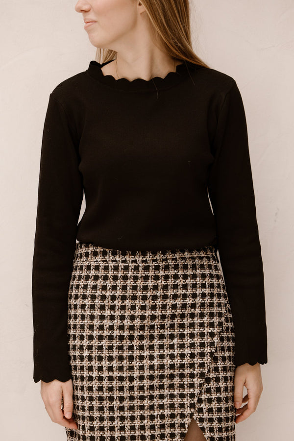 Karteltop lange mouw zwart - Bij Keesje - Bij Keesje