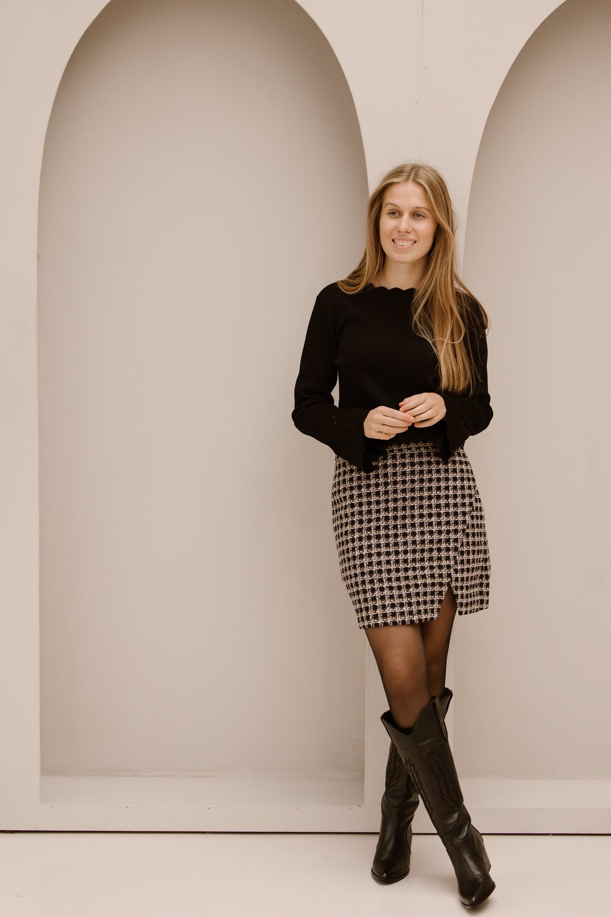 Karteltop lange mouw zwart - Bij Keesje - Bij Keesje