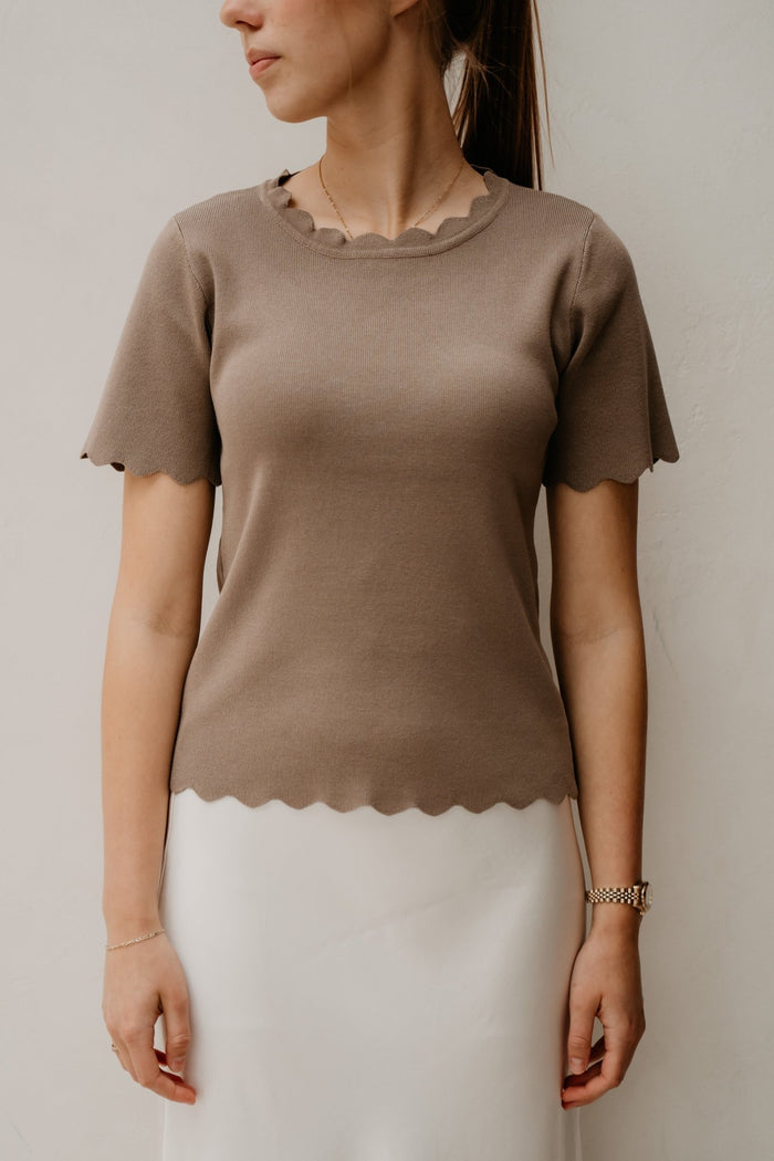 Karteltop Taupe - Bij Keesje - Bij Keesje - Top