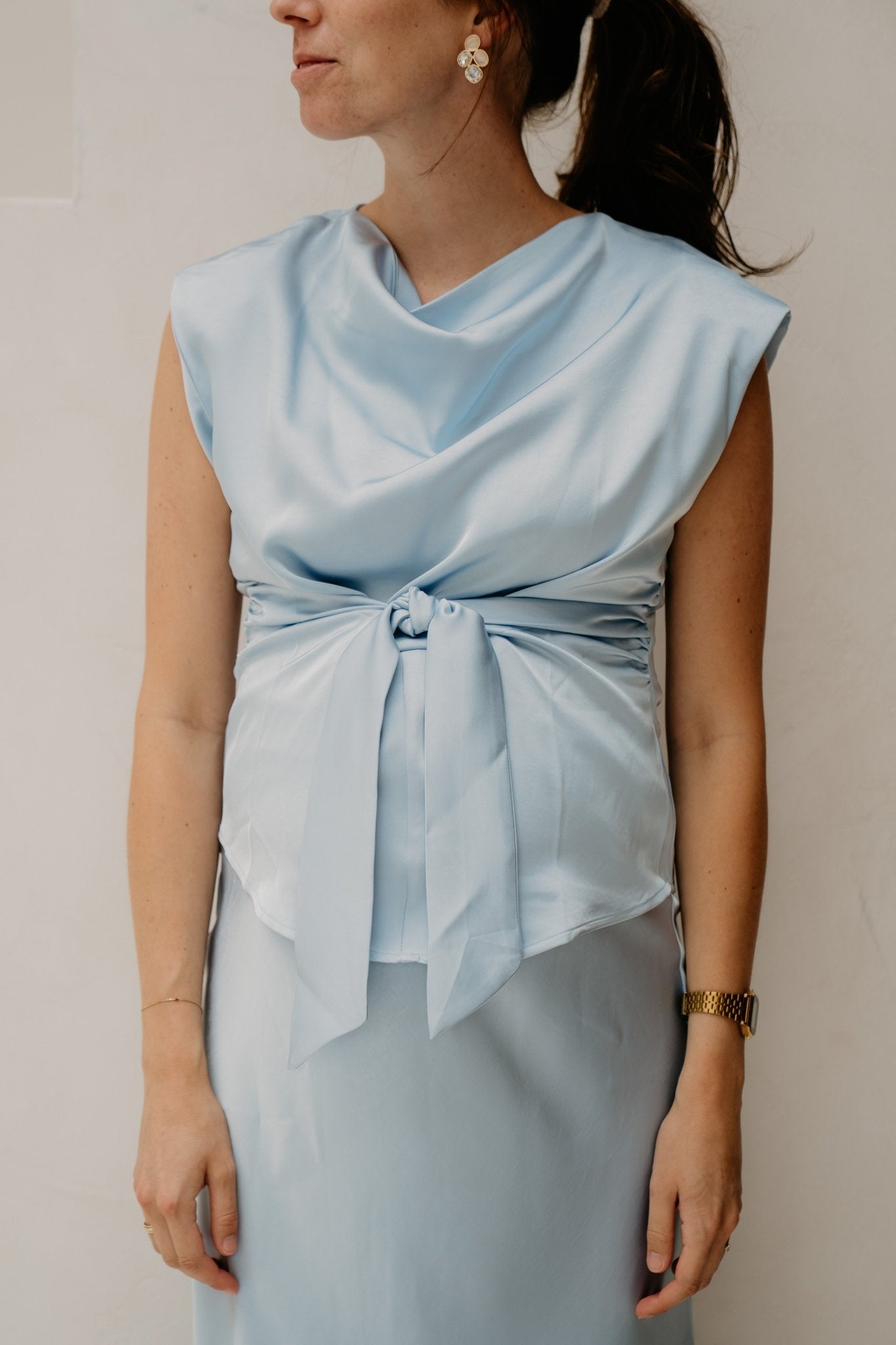 Katarim Heavy Sateen Top Lightblue - Bij Keesje - Neo Noir - top