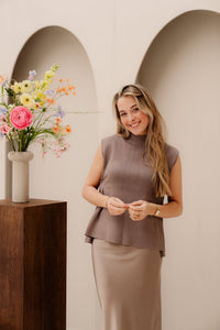 Katelyn top taupe - Bij Keesje - Bij Keesje - top