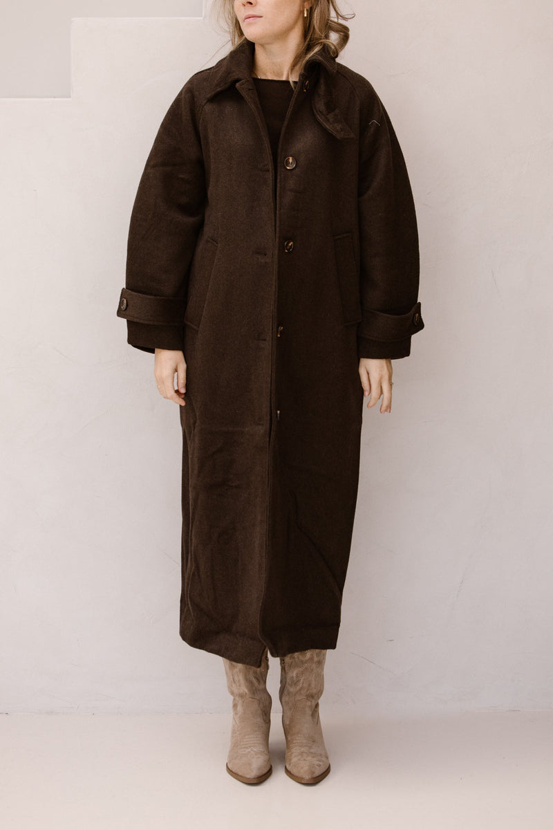 Keaton wool coat chocolate brown NN - Bij Keesje - Neo Noir