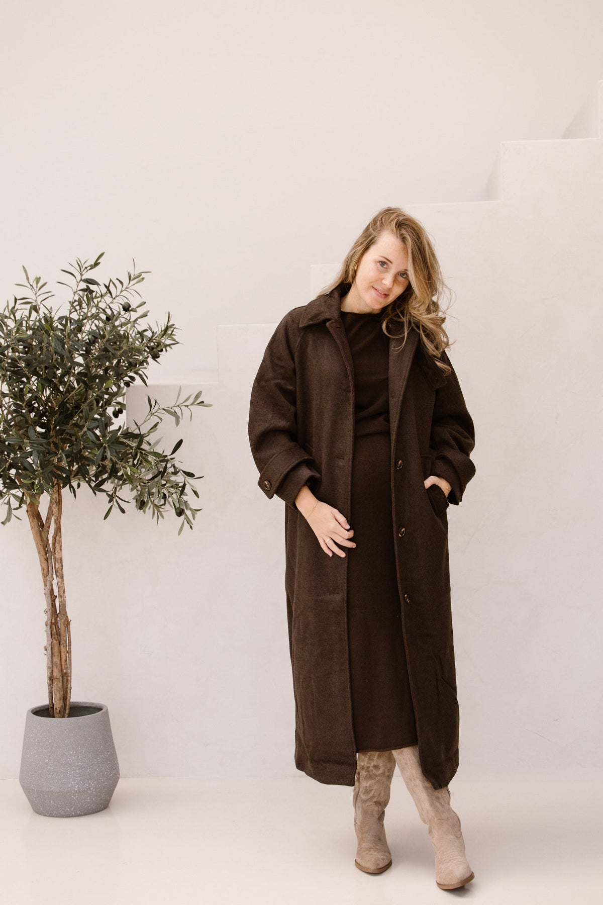 Keaton wool coat chocolate brown NN - Bij Keesje - Neo Noir