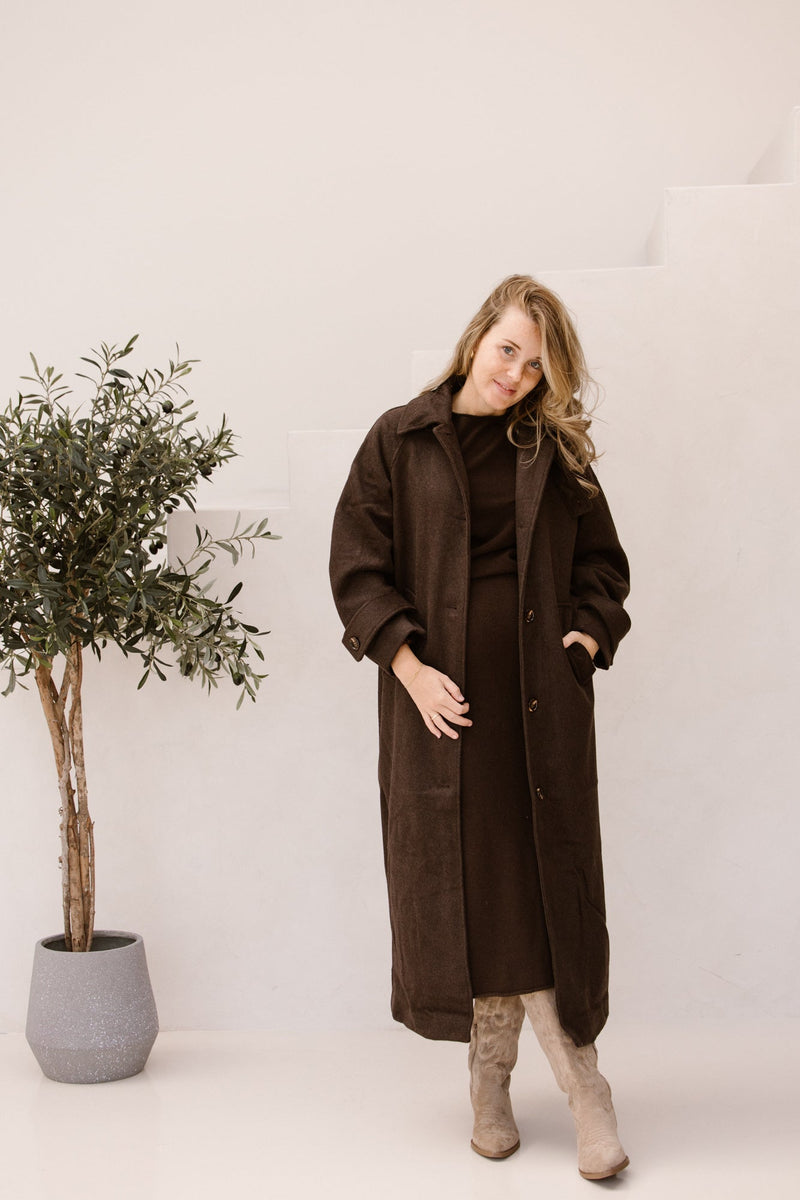 Keaton wool coat chocolate brown NN - Bij Keesje - Neo Noir