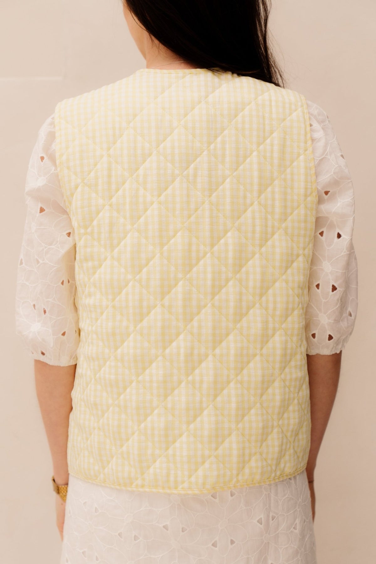 Kelly ruit gilet geel - Bij Keesje - Bij Keesje - Gilet
