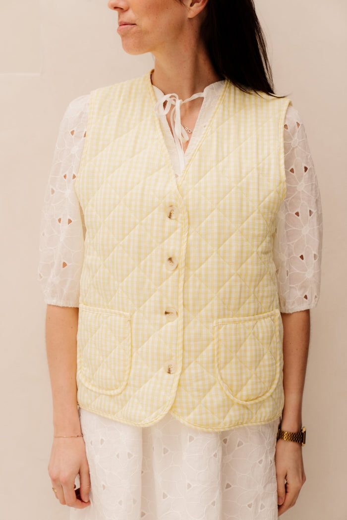 Kelly ruit gilet geel - Bij Keesje - Bij Keesje - Gilet