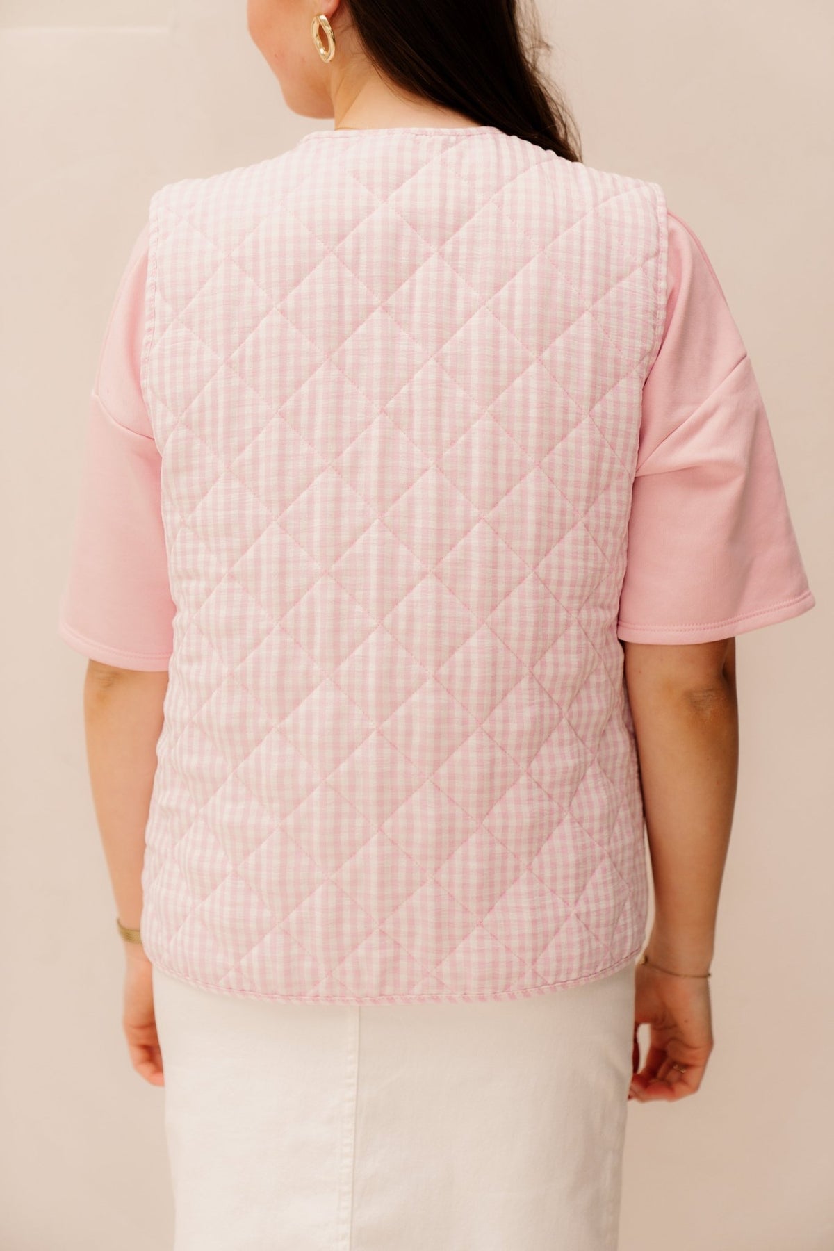 Kelly ruit gilet roze - Bij Keesje - Bij Keesje - Gilet
