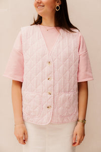 Kelly ruit gilet roze - Bij Keesje - Bij Keesje - Gilet