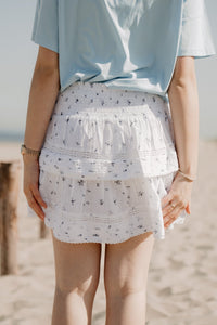 Kenia flower dobby skirt blue flower - Bij Keesje - Neo Noir - Rok
