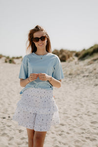 Kenia flower dobby skirt blue flower - Bij Keesje - Neo Noir - Rok