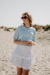 Kenia flower dobby skirt blue flower - Bij Keesje - Neo Noir - Rok