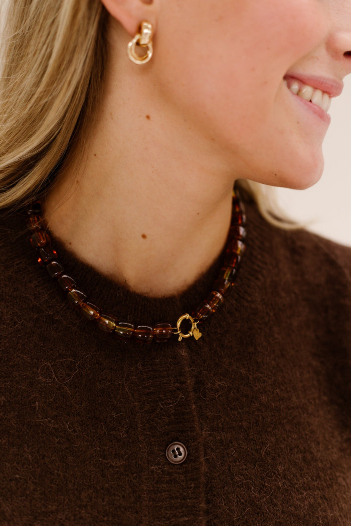 Ketting print bruin 0811 - Bij Keesje - Bij Keesje - accessoires