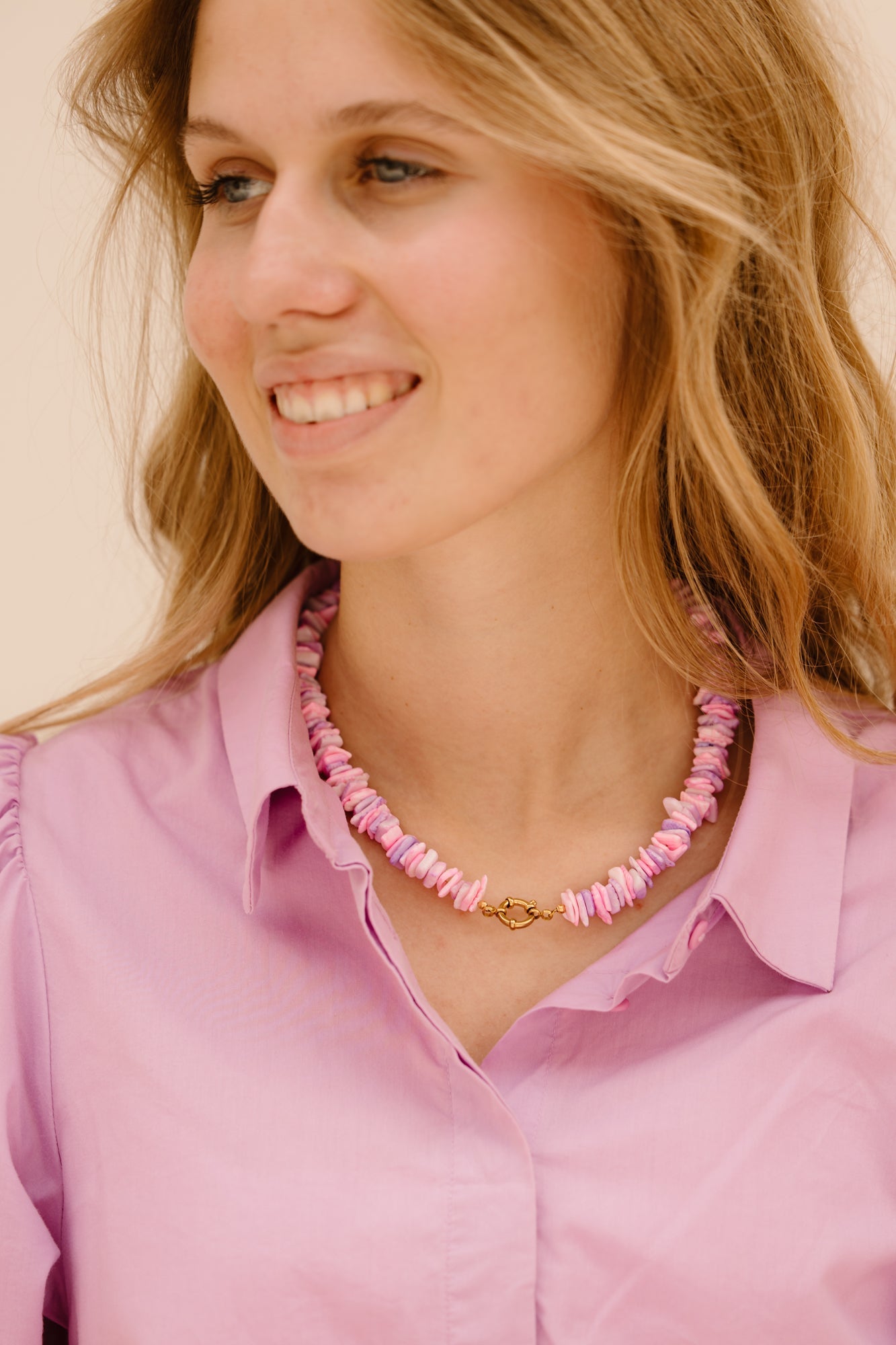 Ketting seashell fuchsia - Bij Keesje - Bij Keesje