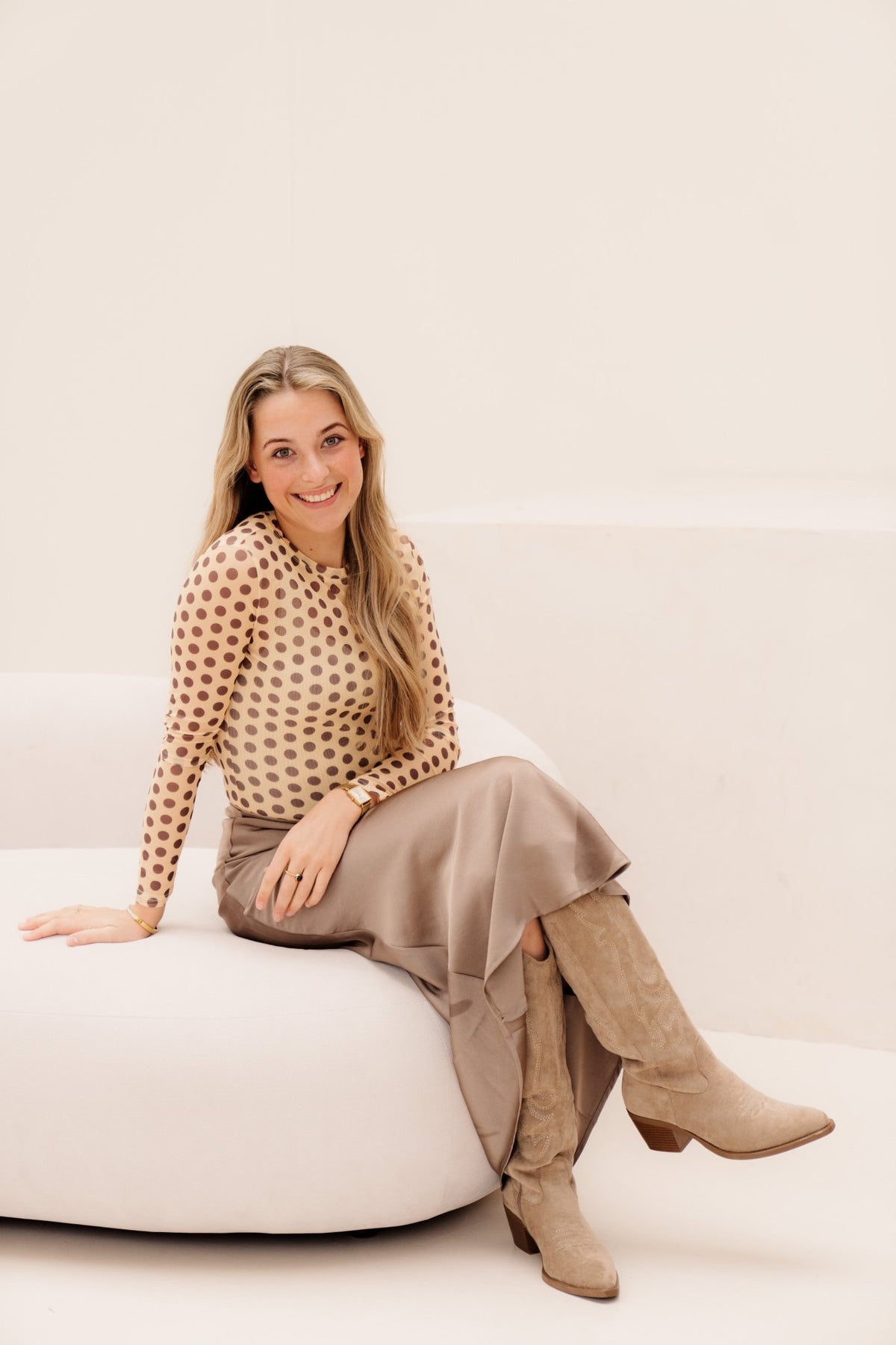 Kiana Mesh top stippen - Bij Keesje - Bij Keesje - top