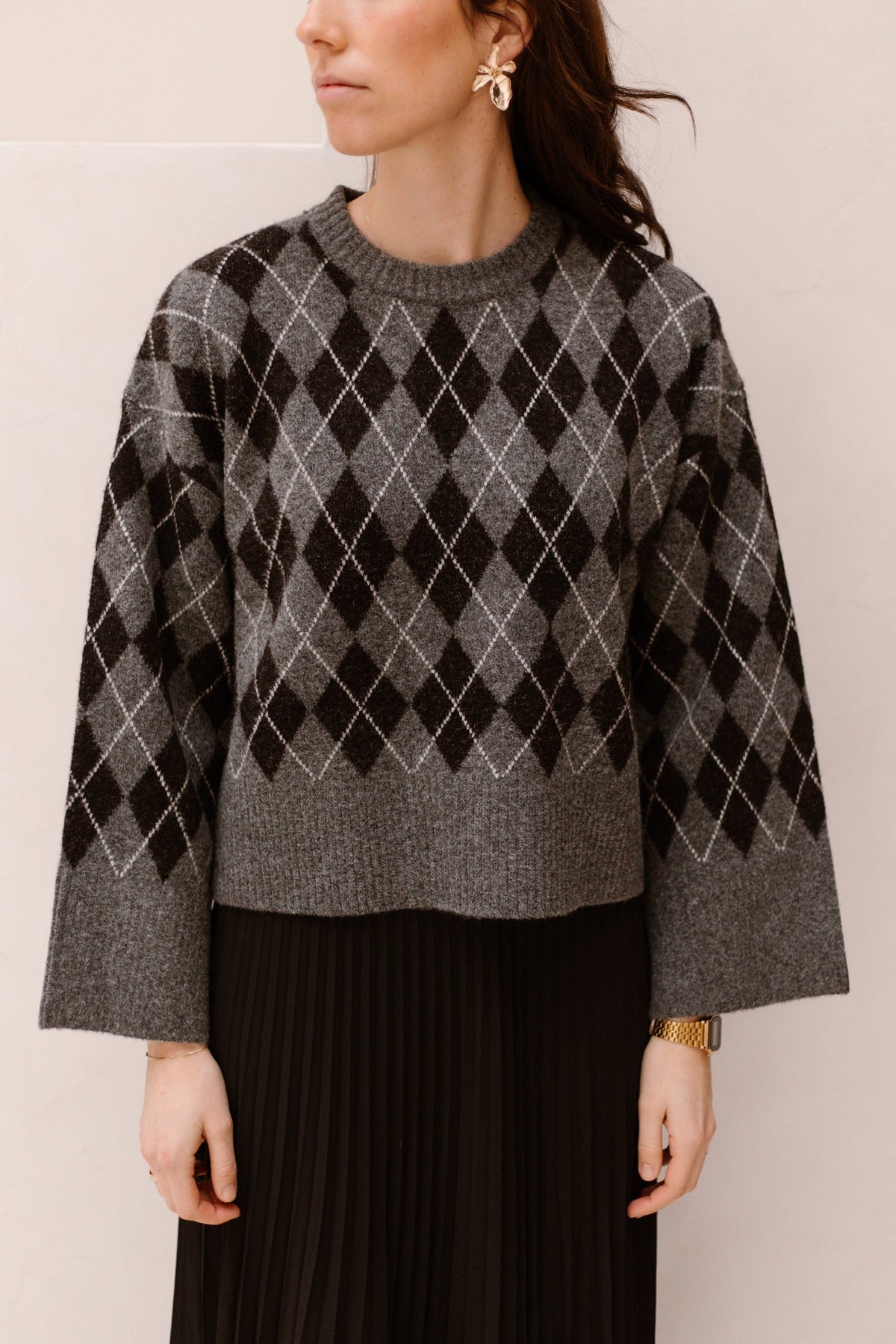 Kick check knit blouse - Bij Keesje - Neo Noir