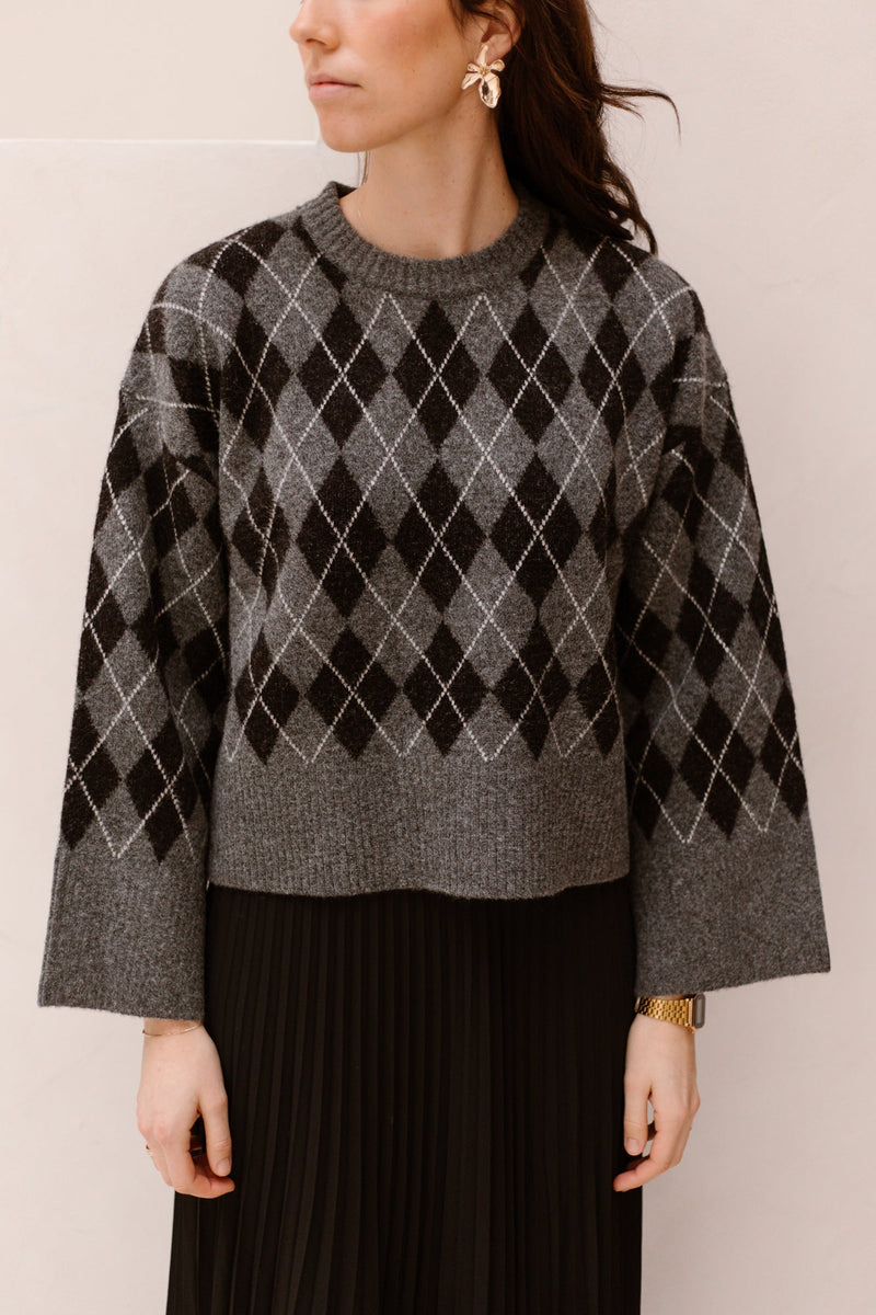 Kick check knit blouse - Bij Keesje - Neo Noir