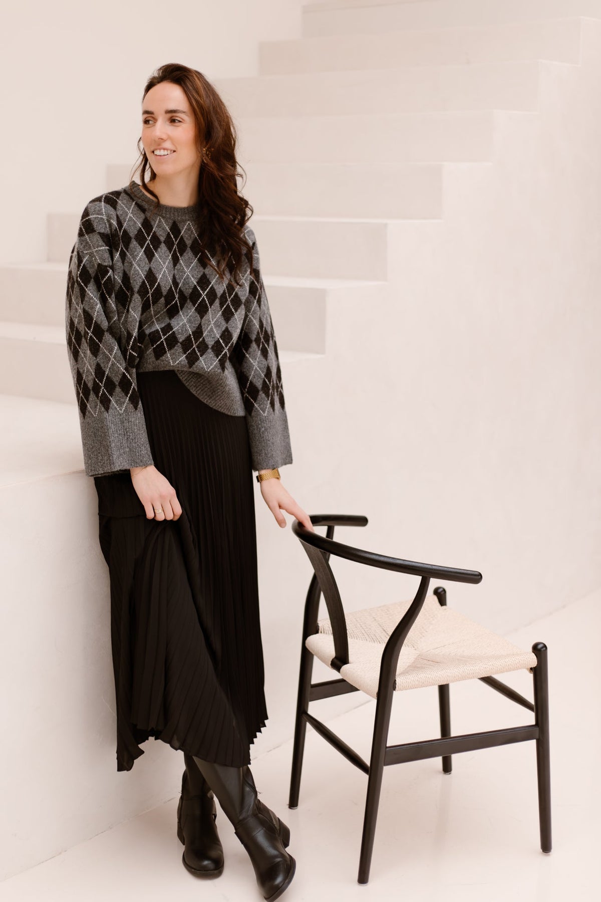 Kick check knit blouse - Bij Keesje - Neo Noir