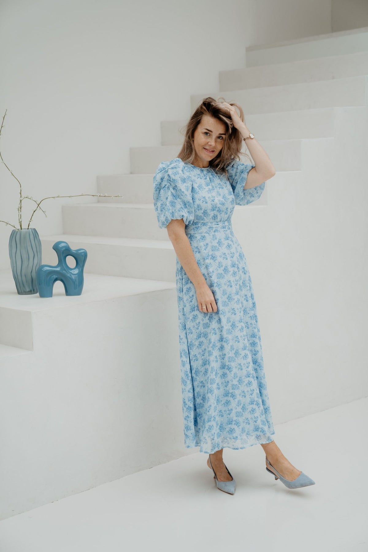 Kikka Chiffon Flower Dress Light Blue - Bij Keesje - Neo Noir - Jurk