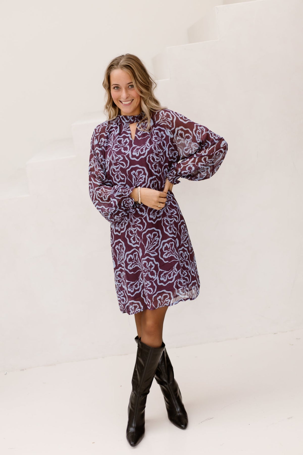 Kira Jurk Print Purple Blue - Bij Keesje - Bij Keesje - Jurk