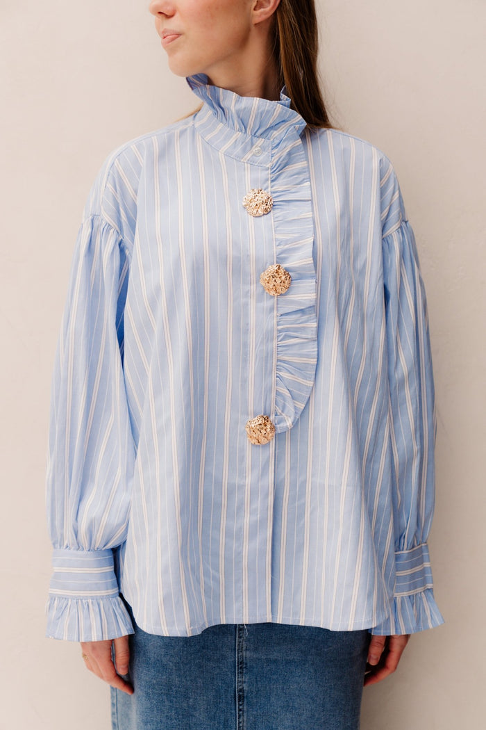 Kirsta Blouse Blauw/wit - Bij Keesje - Bij Keesje - Blouse