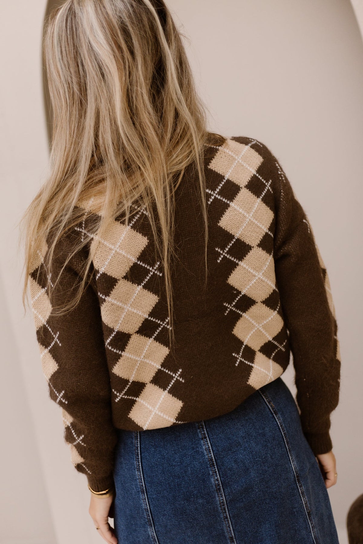 Kirsten Geruit Vest Bruin-Beige - Bij Keesje - Bij Keesje - Vest