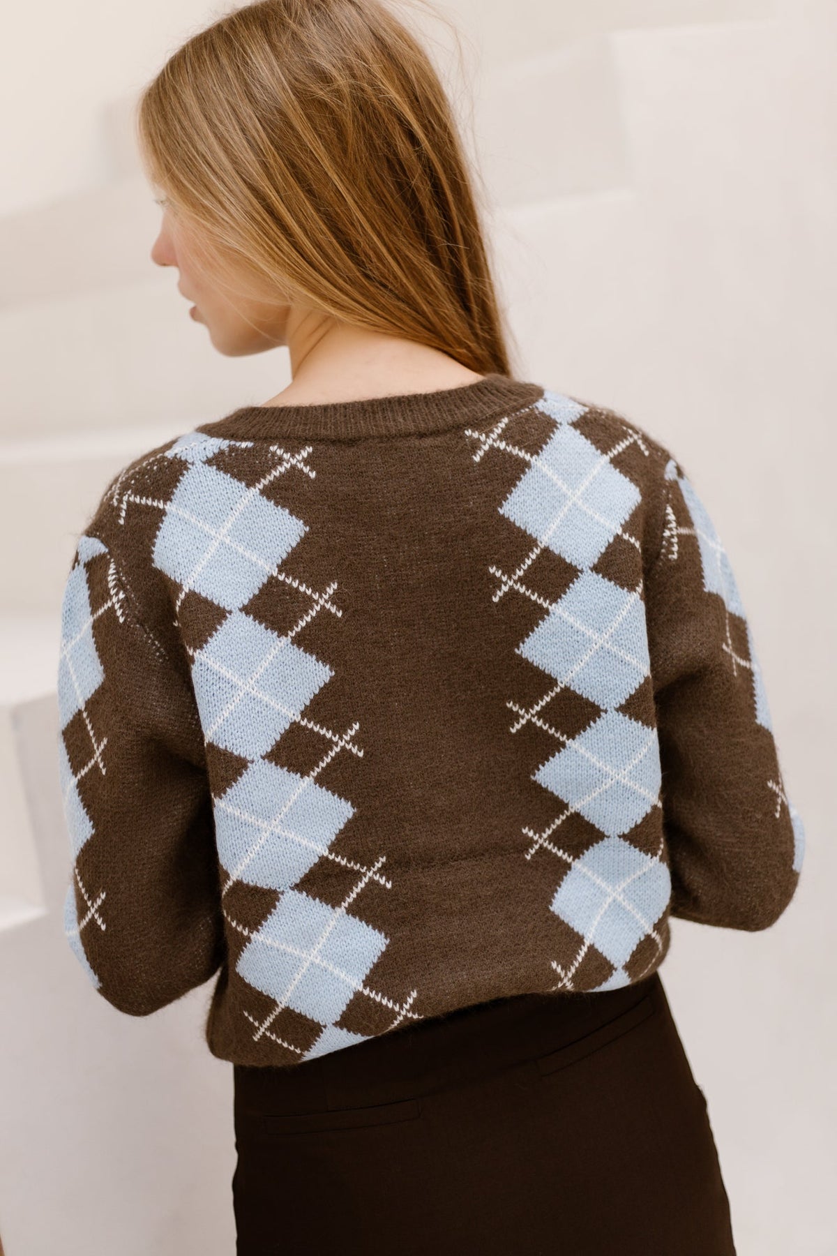 Kirsten Geruit Vest Bruin-Blauw - Bij Keesje - Bij Keesje - Vest